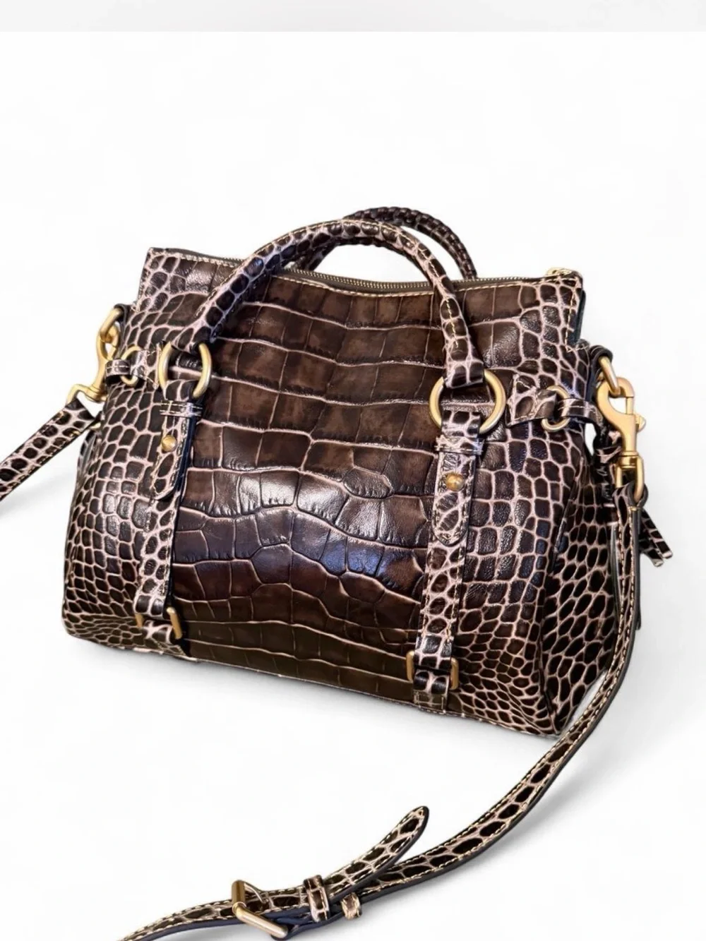 Dooney & Bourke Women's Croco Fino Leather Satchel Bag